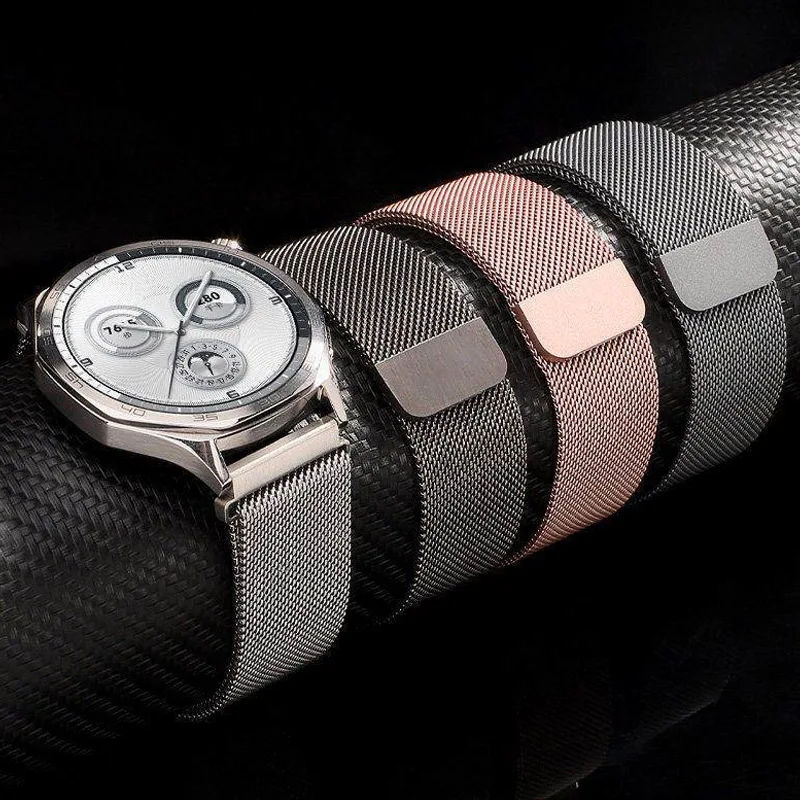 Pulseira milanesa para Samsung Galaxy Watch 6/5/4/7 Classic/active2, pulseira magnética de metal 22/20mm, pulseira Huawei GT 4-3-pro-2e-2
