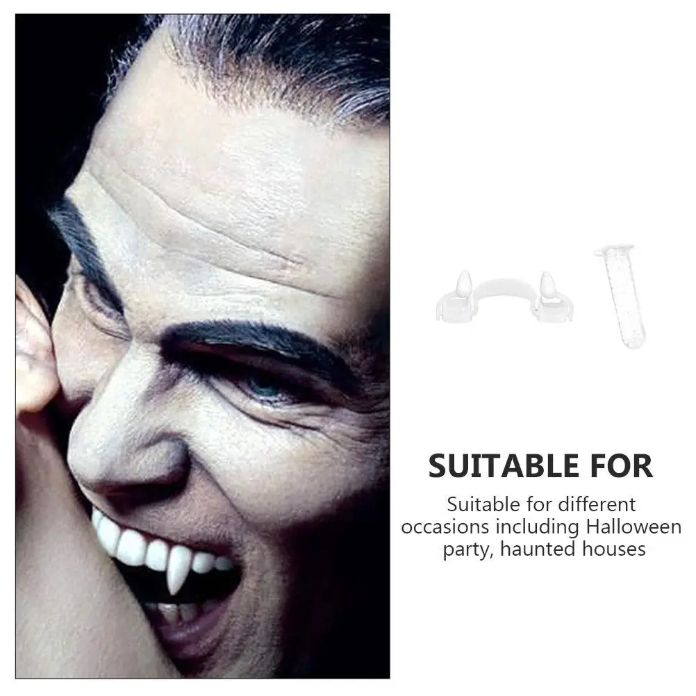 Decoración retráctil de dientes falsos para disfraz de Halloween, plástico PP blanco, accesorio para fiesta de amigos, juguete creativo