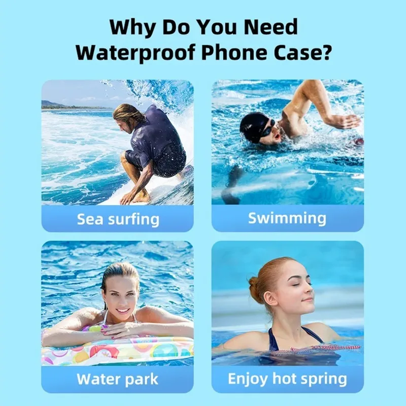 Afbeelding 5: Transparante waterdichte telefoontas Onderwater telefoons buideltas Universele zomerzwemmen waterdichte hoes voor iPhone Samsung Xiaomi