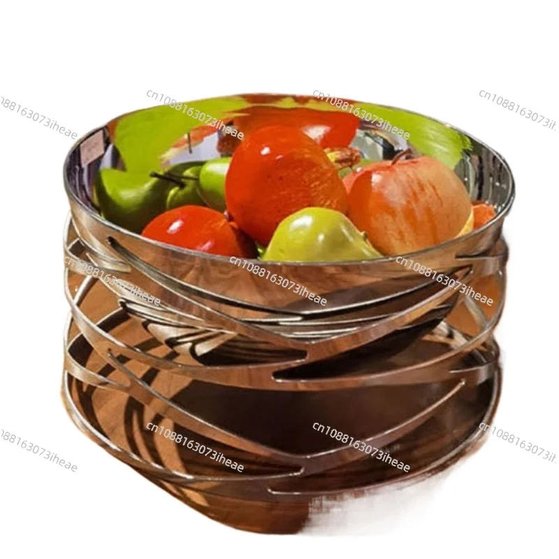 

Современная полая круглая тарелка с фруктами из нержавеющей стали, домашняя тарелка для хранения стола для гостиной, настольный декоративный поднос, орнамент