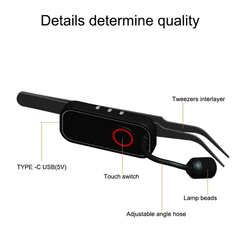 ABJI-UV Light LED For Eyelash Tweezers 1W, Touch Switch Lash Extension Lamp, Fast Curing Glue Light For Eyelash Extensions US