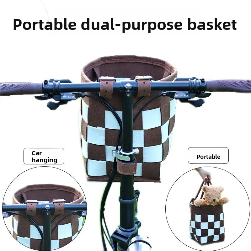 Versatile Felt Bike Basket - Detachable Front Handlebar Basket for Bikes, E-Bikes & Scooters, Lightweight & Eco-Friendly