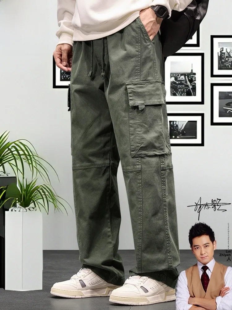 

Retro Work Pants Men's Loose Casual Straight Leg Versatile Long Trousers Spring Autumn American High Street Faion Rn
