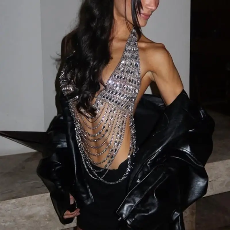 31BB Adjustable Sparkling Corset Jewelry Stylish High Transparency Acrylic Body Chain
