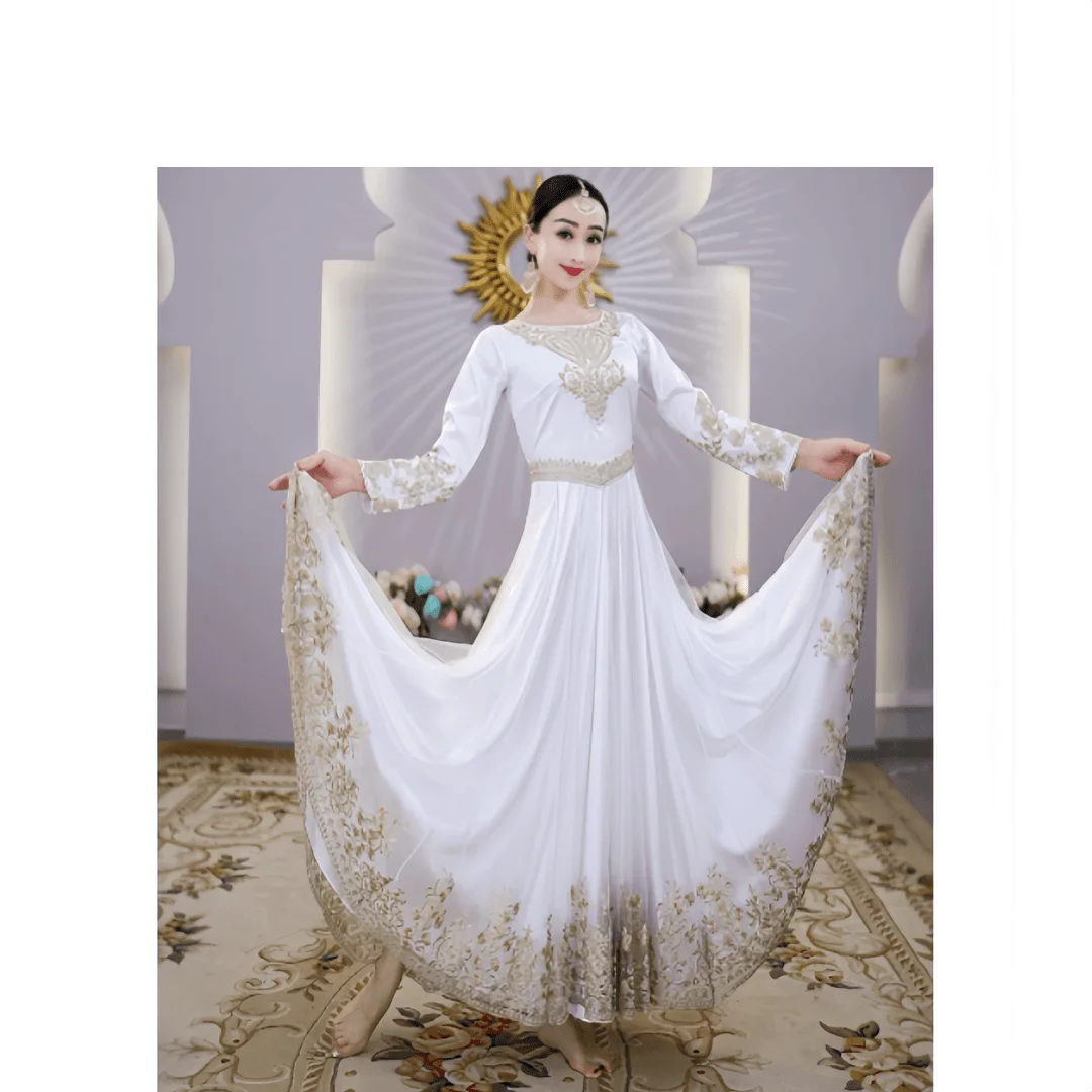 Belly Dancing Clothing Elegant Split Long Skirt Women Oriental Dance Professional Indian Dance Performance Stage Dress DQL9307