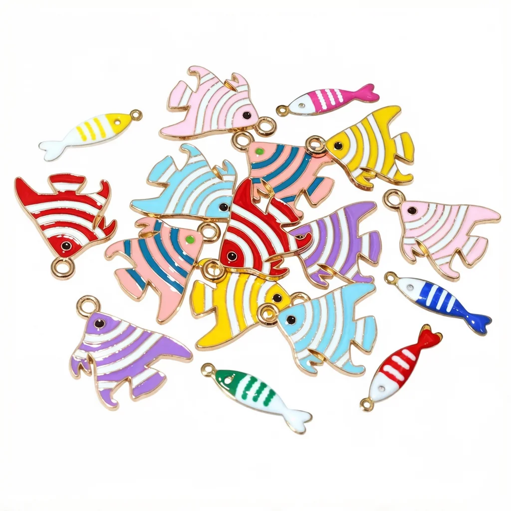

20 шт. 19x18 мм эмаль полосатая рыба подвески кулон DIY аксессуары для изготовления ювелирных изделий выводы для серег ожерелья браслеты ремесла