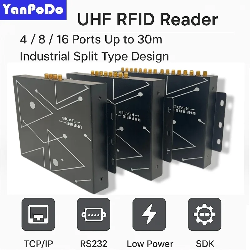 Yanpodo أرخص وصول جديد 1-30 متر UHF RFID 4/8/16 منافذ قارئ ثابت ISO18000 6C TCP IP R2000-LTE مع C ++ JAVA SDK مجاني #2