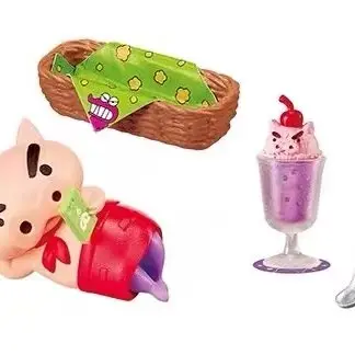 Original Re-Ment Crayon Shinchan Miniature Figure Cafe Scene Collectible Model Desktop Decoration Toy