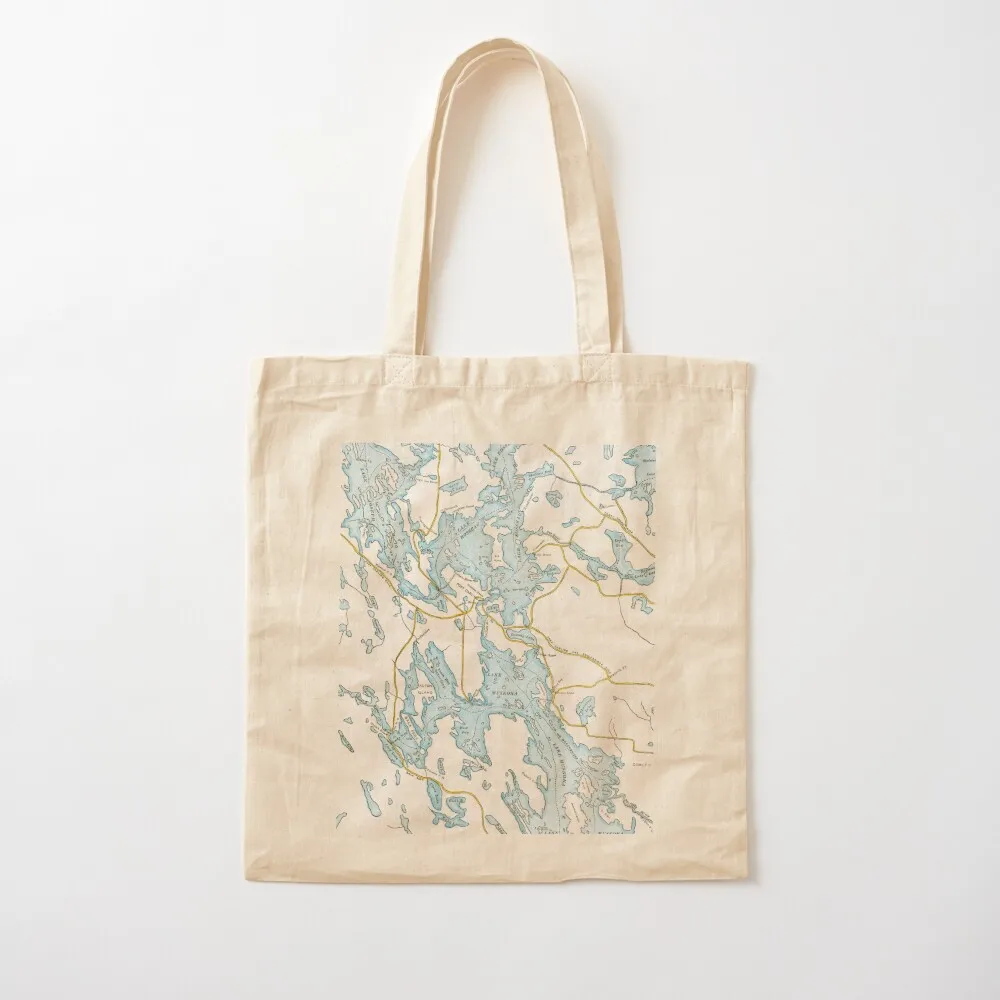 Vintage Muskoka Lakes Map Tote Bag tote bag university women bag Shopping bags handbag
