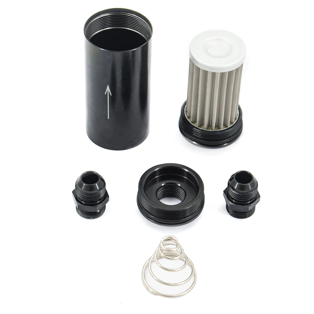 Universal E85 Performance Aluminum Fuel Filter High FLOW 100 Micron Cleanable AN6 AN8 AN10 9MM adaptor fittings