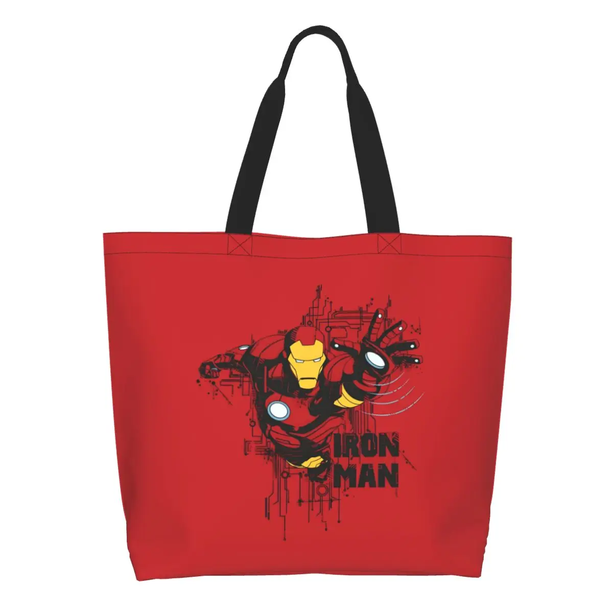 

Изготовленная на заказ большая сумка для покупок Kawaii Iron Man, переработка супергероя, холст, продуктовая сумка-шоппер, сумка на плечо