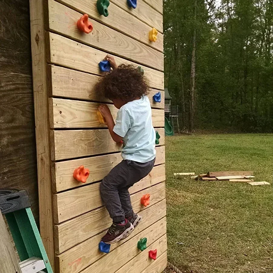 10pcs/set Rock Climbing Holds Wood Wall Kids Climbing Stones Toys Playground Game Hand Feet Hold Grip Kit Hand Feet Holds