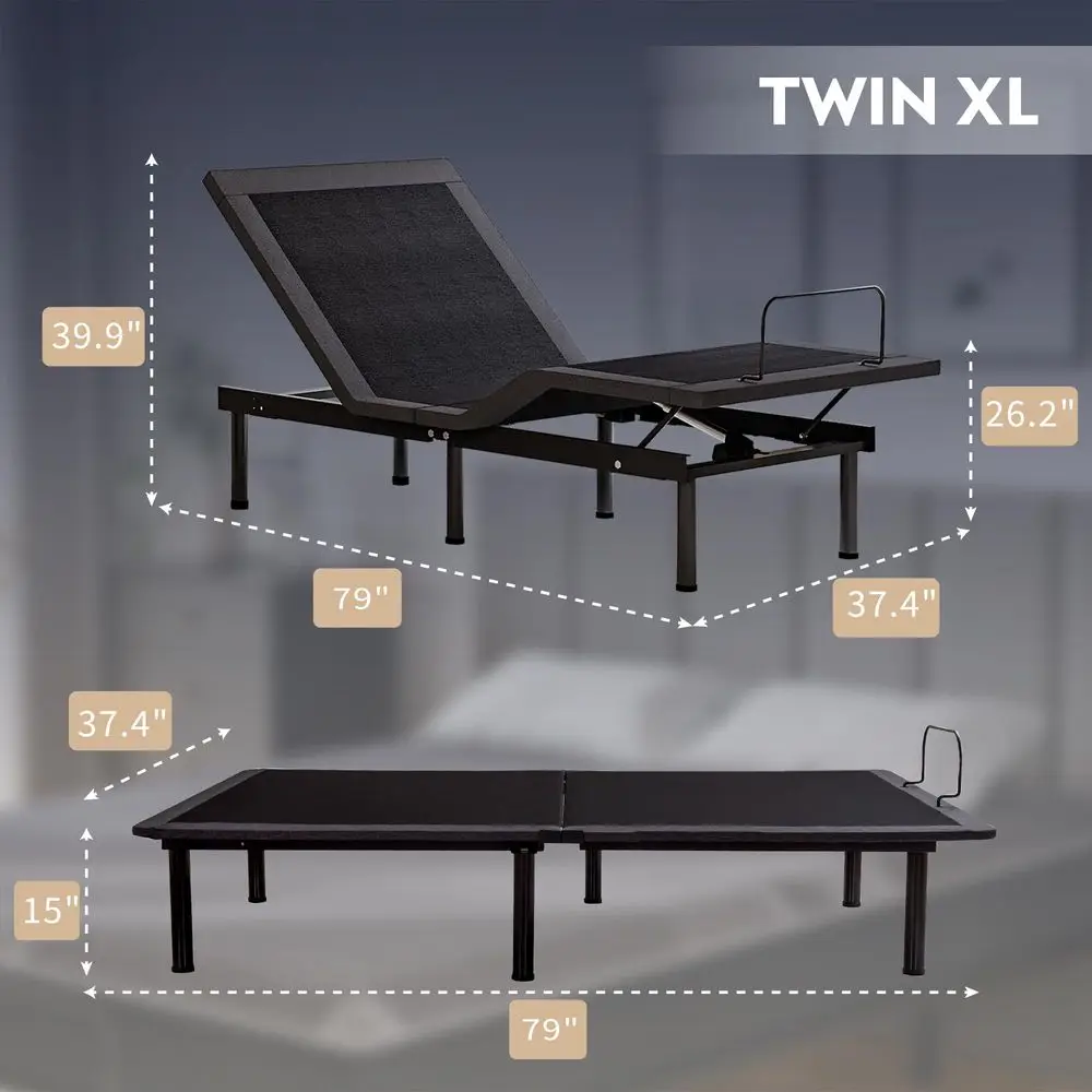 

Twin XL Adjustable Bed Base Frame with Wireless Remote 12 Inch Twin XL Gel Memory Foam Mattress Bed in a Box, Head and Foot Inc