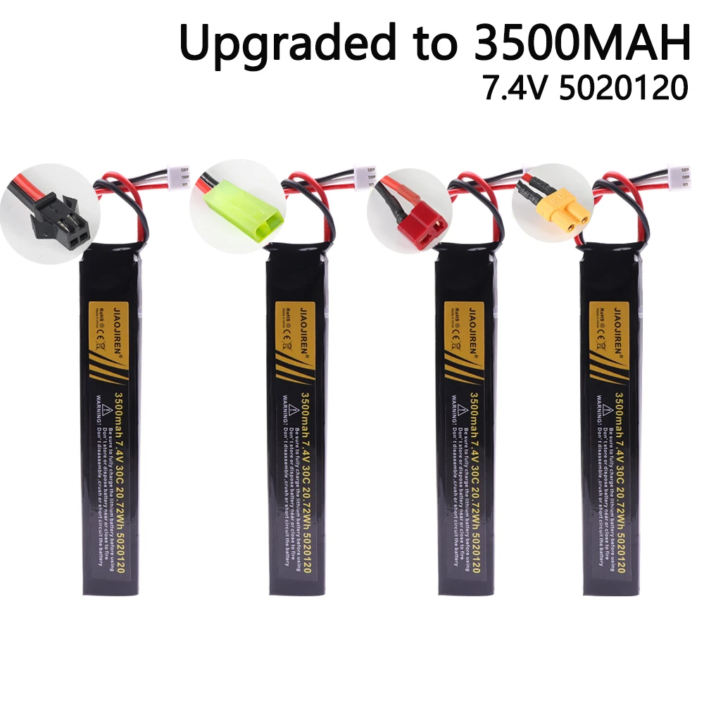 7.4V 3500mAh Lipo Battery for Water GunMini Airsoft BB Air Pistol Electric Toys Gun Parts  2S 7.4V Rechargable battery SM/T PLUG