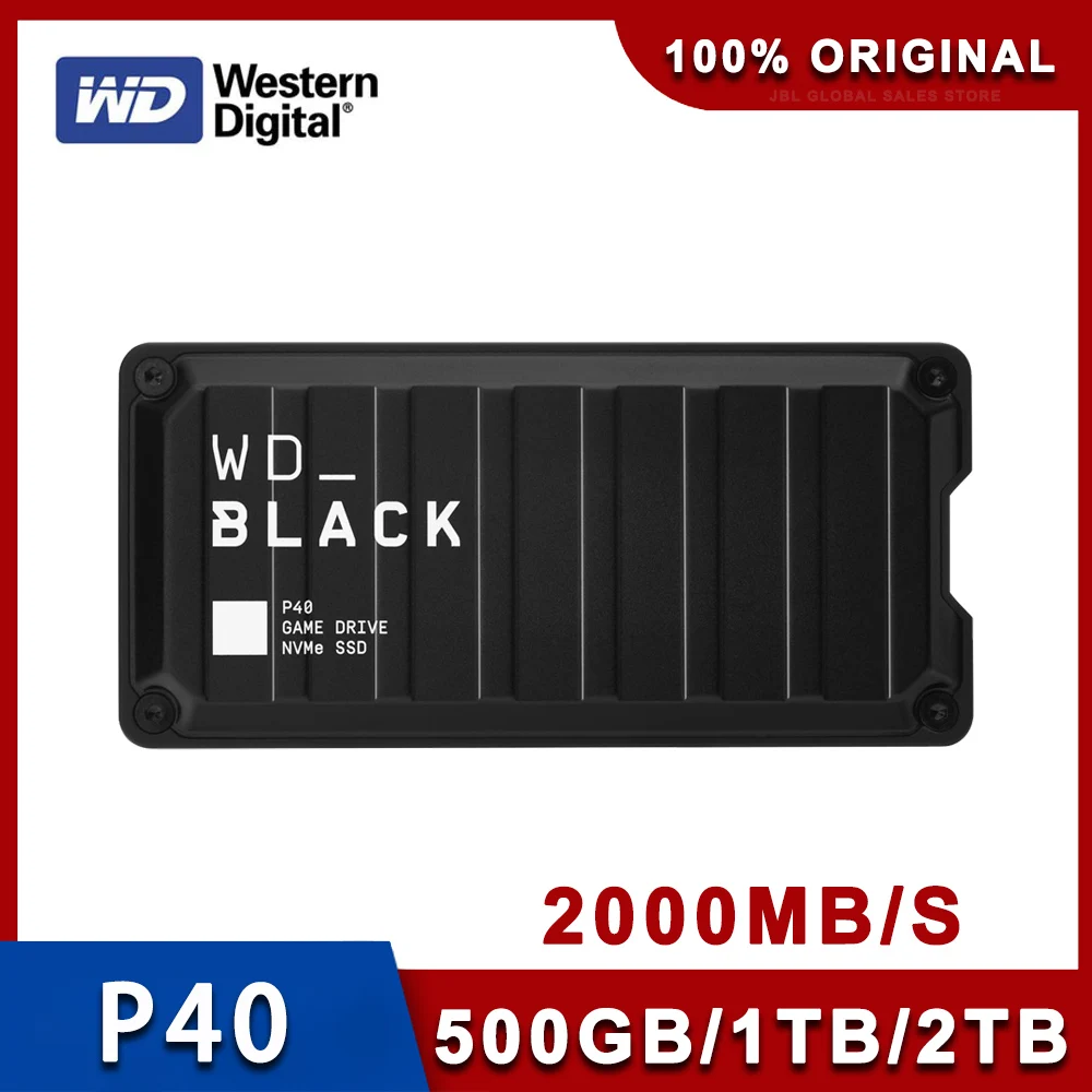 Western Digital WD BLACK P40 2TB USB 3.2 Gen 2x2 Type-C Game Drive SSD Portable External Solid State Drive Compatible