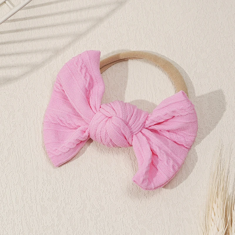 New Solid Bow Nylon Headband Kids Elastic Soft Hair Band Cute Headwear Protect Newborn Hair Accessories Baby Girl Fashion Turban