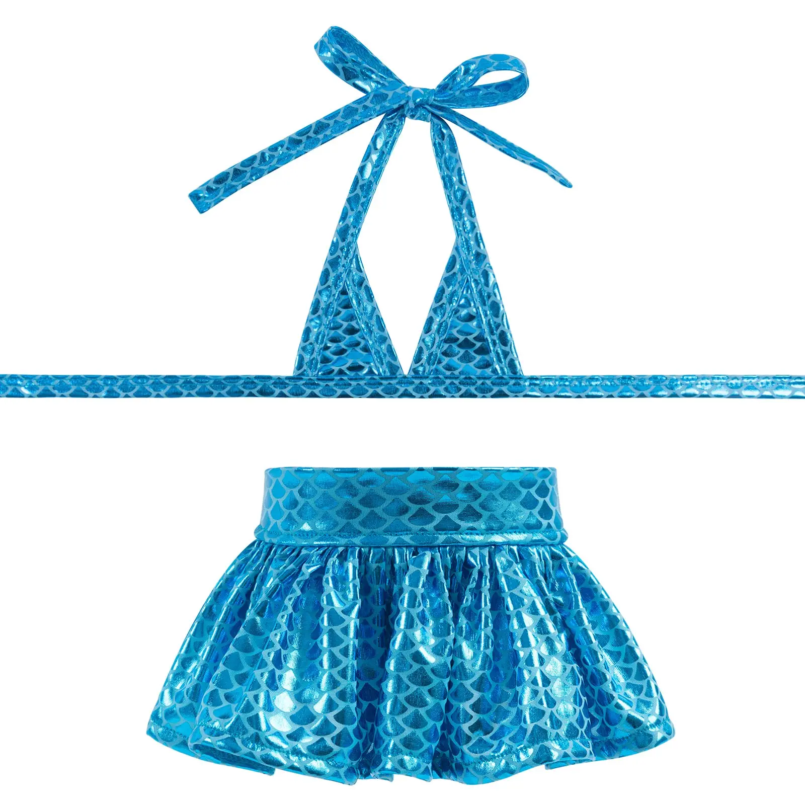2 Pack Dog Bikini Set,Beach Dog Swimsuit Mermaid Dog Bathing Suit Summer Costume with Shiny Scale Blue & Pink  for Cats Girl Pho
