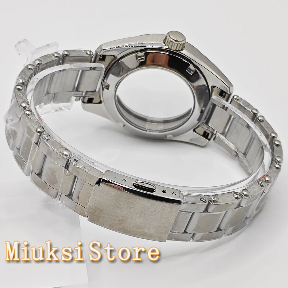 38mm silver solid stainless steel watch case sapphire glass fit NH35 NH36 NH34 NH38 NH70 NH72 ETA2824 PT5000 movement