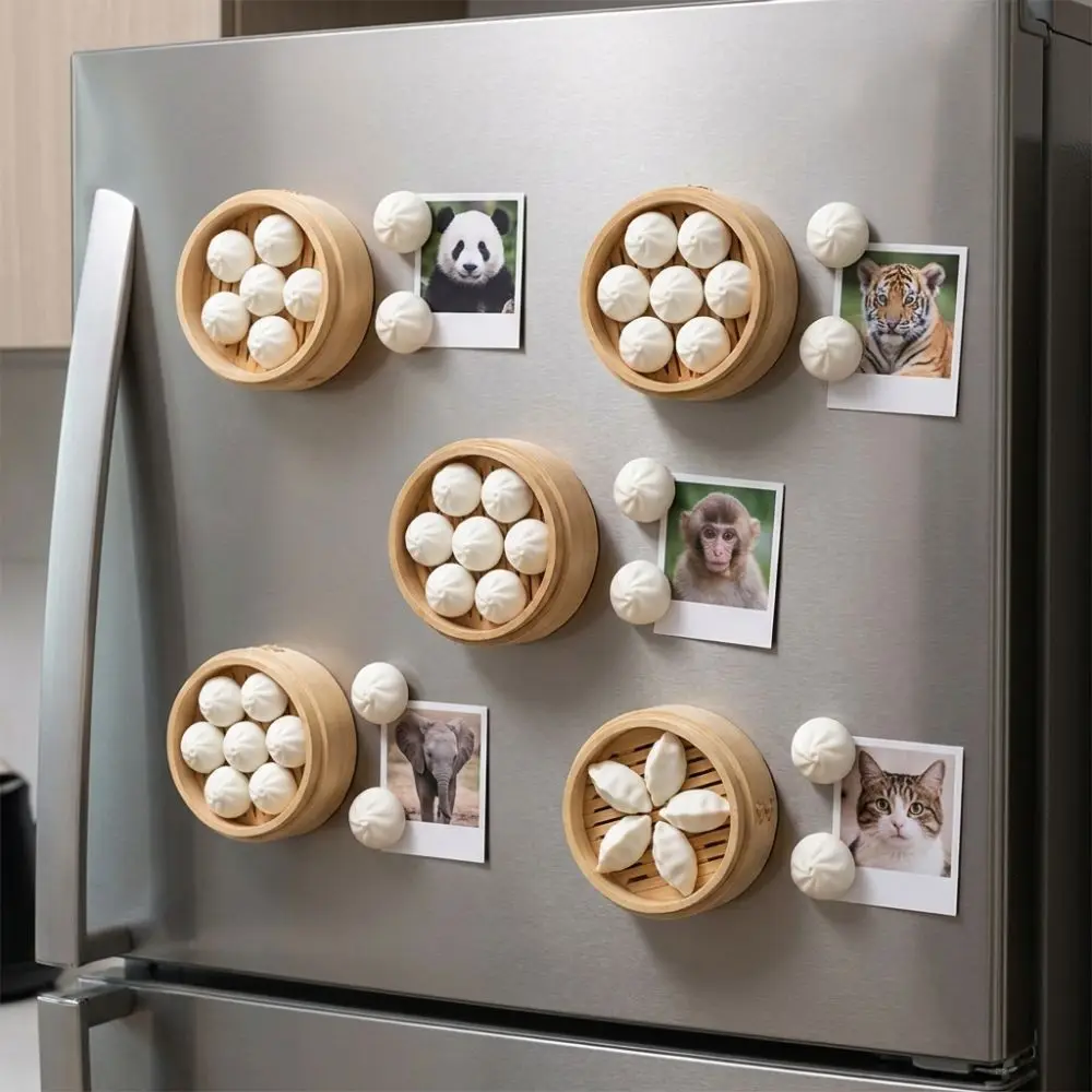 3D Printing Bun Dumpling Fridge Magnet Plastic Realistic Miniature Food Magnetic Sticker Whimsical DIY Label