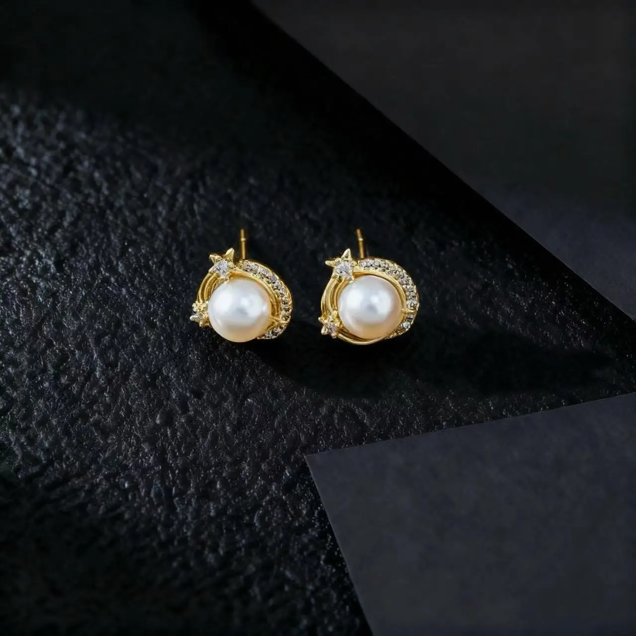 الفرنسية أناقة اللؤلؤ مطلية بالذهب الماس جزءا لا يتجزأ من الأقراط الرجعية زهرة الراقية تصميم المرأة الملحقات #1