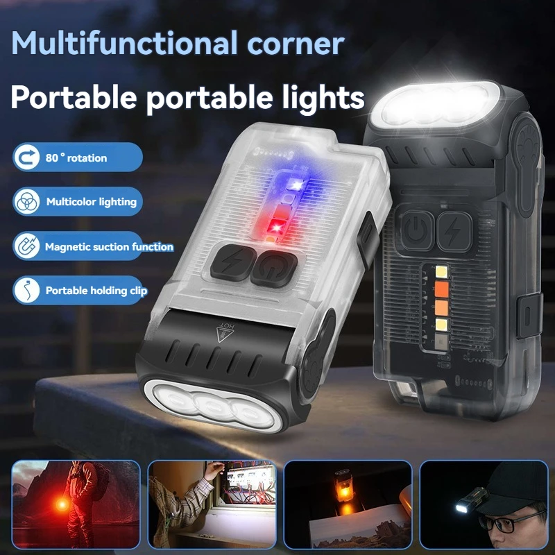 

FUNNYDEER V15 LED 1200LM EDC Flashlight Waterproof Lamp Type-C Charging 80° Rotation Torch Mini Keychain Lantern With Magnet