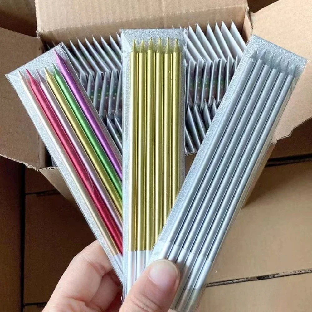 6 stücke Lange Bleistift Geburtstag Kerze Kuchen Dekorieren Lieferungen Kreative Party Bunte Kerze Kuchen Topper Set Backen Dekorationen Werkzeug – Detail 7