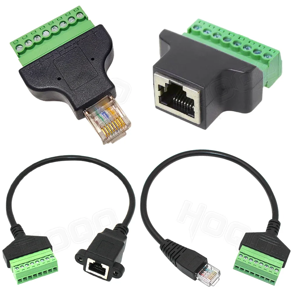 rj45 to screw terminal Block 8p connector ethernet rj45 Male Female to 8 pin screw terminal network adapter cable for CCTV DVR