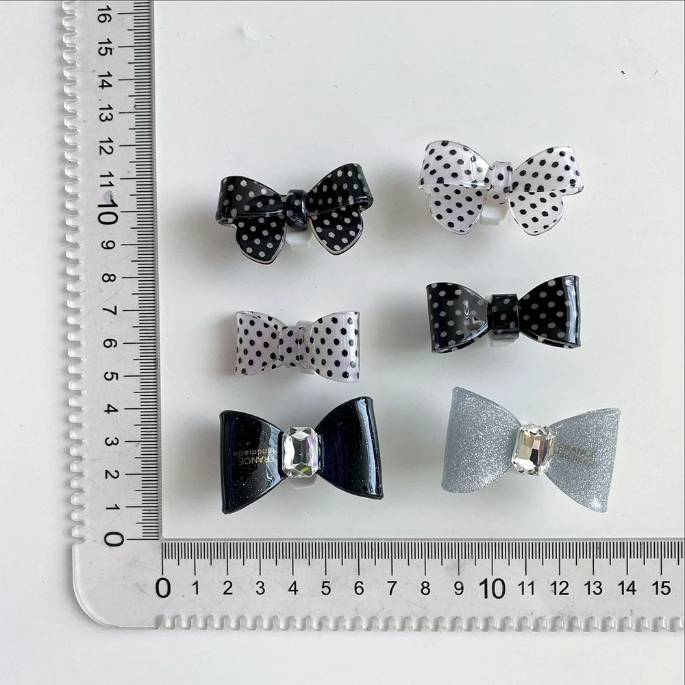 2Pcs Bowtie Shoes Clip Buckles Double Layered Crystal Bowknot Shoe Charm Shoe Decoration Bag Pendant Bow Key Chain Accessories