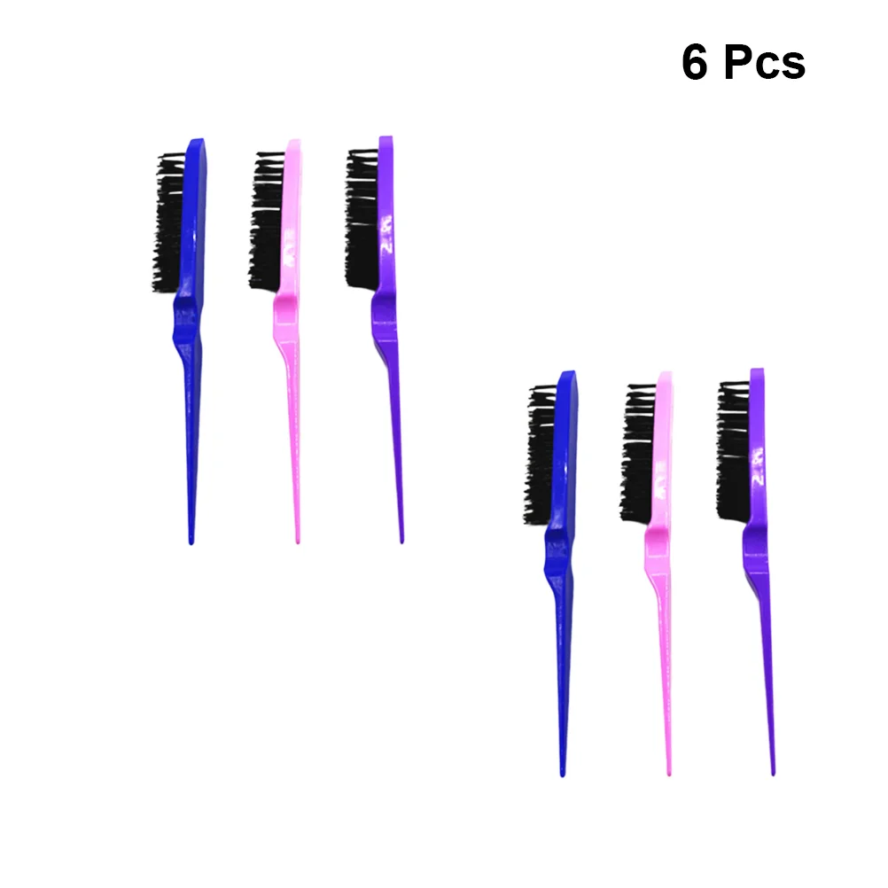 6 Pcs Smoothing Hair Brush Combs Three Rows Scalp Massage Major Anti-Static Bristle