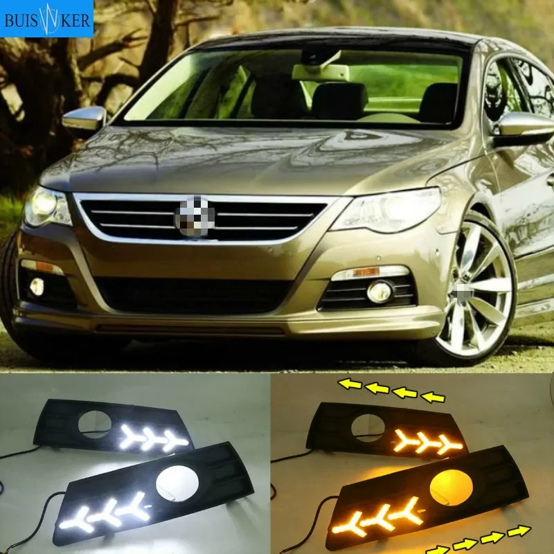 

Светодиодные дневные ходовые огни для Volkswagen Passat CC 2009 2010 2011 2012 2013, водонепроницаемые ABS 12 В, автомобильные противотуманные фары DRL, украшение