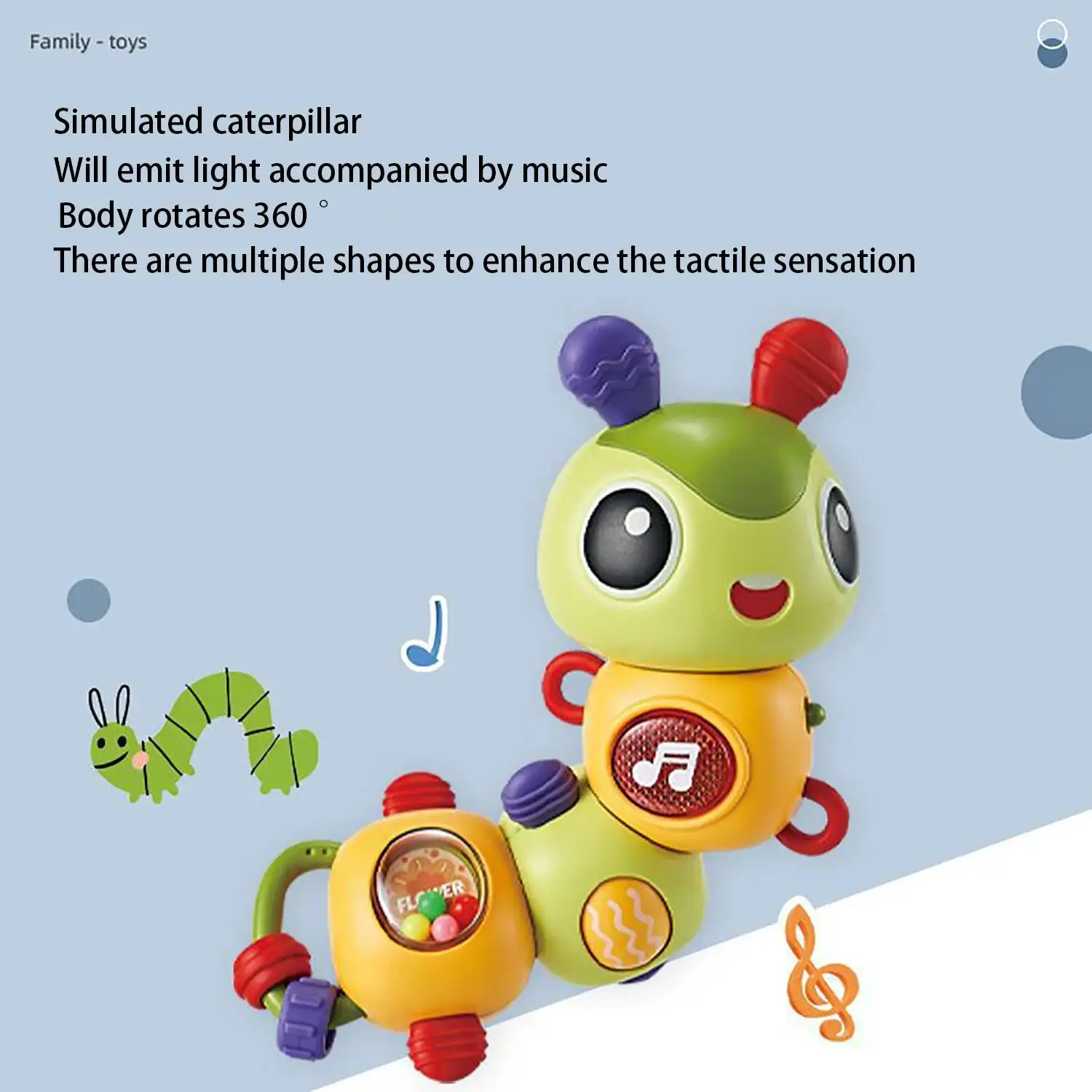 Baby\'s sound and light transition cartoon caterpillar, with lighting, music, puzzle and fun early education baby toys