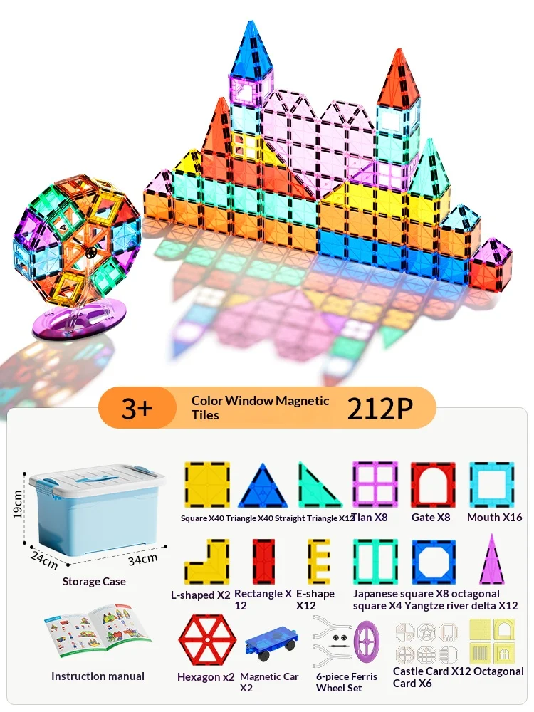 Blocs de construction magnétiques colorés 3D, jouets éducatifs pour enfants, bricolage, carreaux magnétiques, Puzzle, développement de la motricité Fine pour garçon et fille
