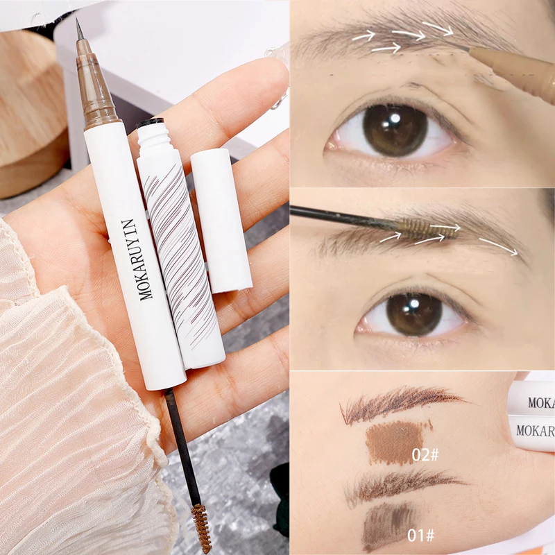 Double Head Liquid Eyebrow Pencil Eyebrow Cream Multifunction Sweatproof Quick Drying Eyeliner Mascara Tint Makeup Eyes Cosmetic