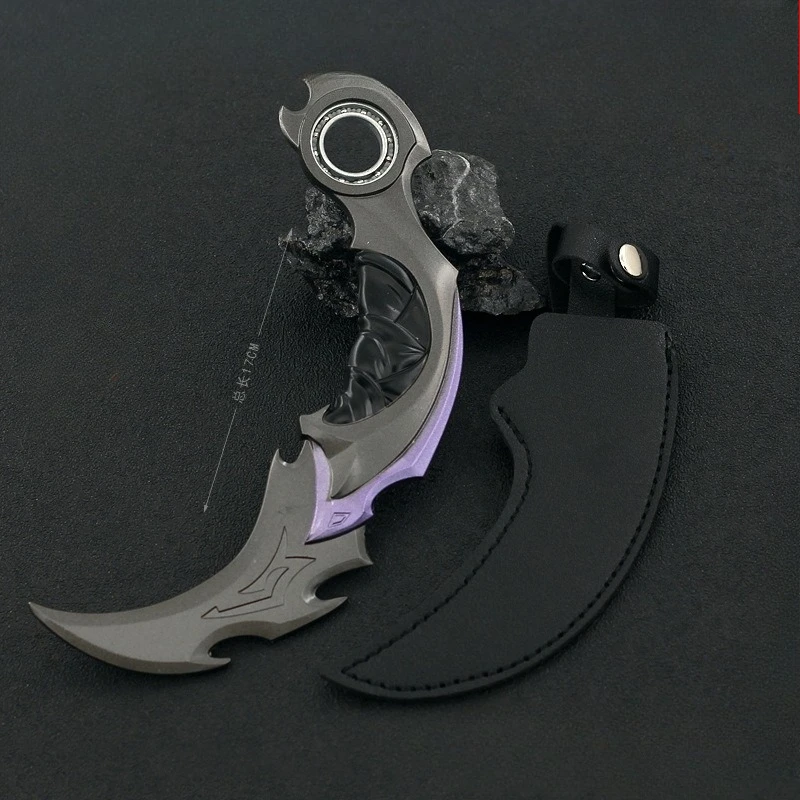 17 cm 6,7 pollici Valorant Reaver Karambit Girevole Melee Arma Modello in metallo Replica Gioco Spada Reale Coltello da addestramento Giocattolo di sicurezza Regali