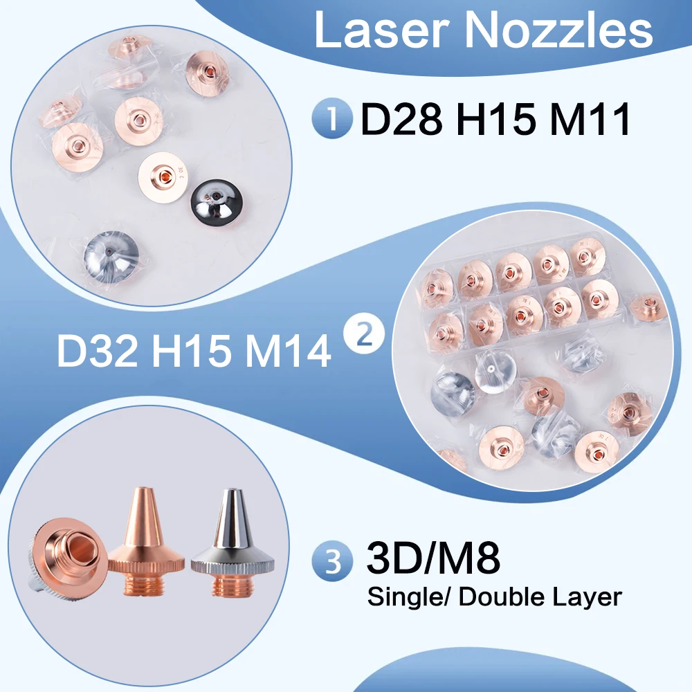 

Лазерное режущее сопло D28 M11 H15, одинарное/двойное, хромированное, 1.0, 1.5, 1.8, 2.0 мм для лазерных головок Raytools, Precitec, Bodor, Boci