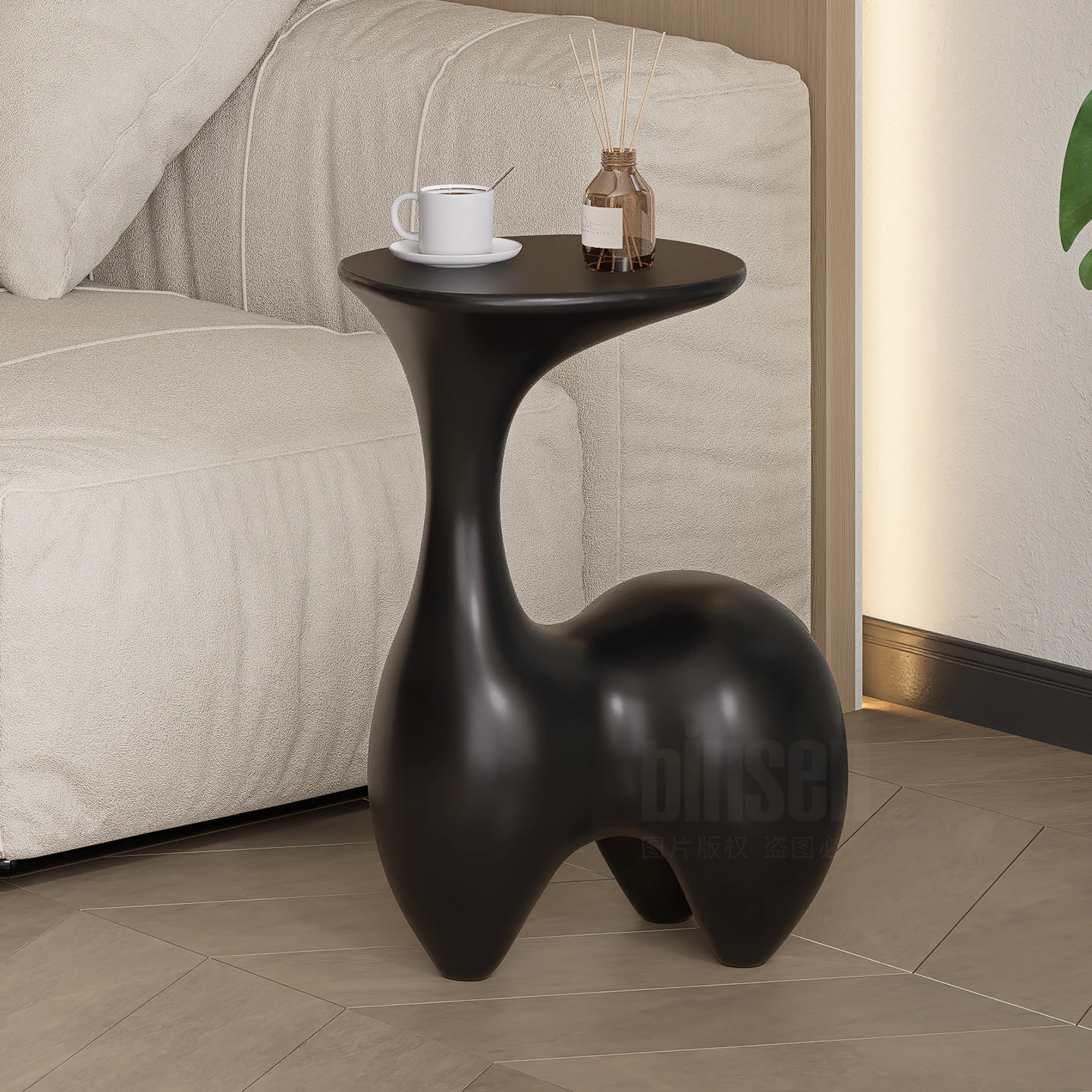 Rabbit Sculptural Side Table | Modern Cream Style Coffee Table For Sofa & Living Room