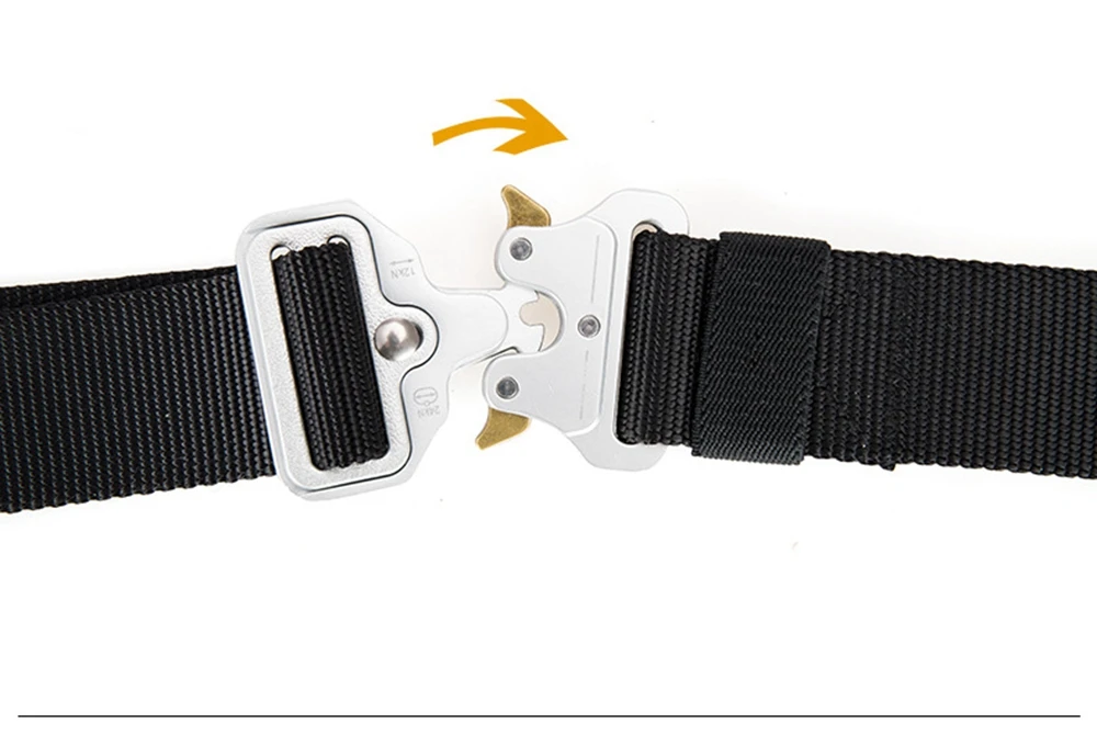 38mm Taktischer Gürtel für Herren Robuster Nylon-Hüftgürtel mit Silberschnalle Unisex Designer-Jeansgürtel für Damen – Detail 11