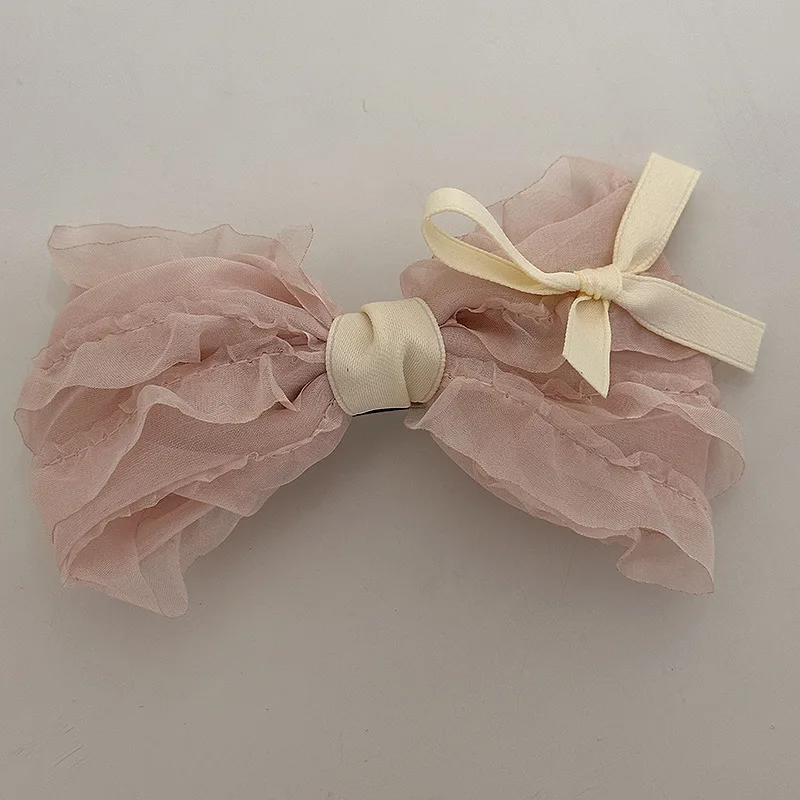 YHJ Ballet Style Ribbon Hair Clips Spring Clip Cream Pink Series Hair Rope Scrunchies Girl\'s Gift Headdress Hair Accessories