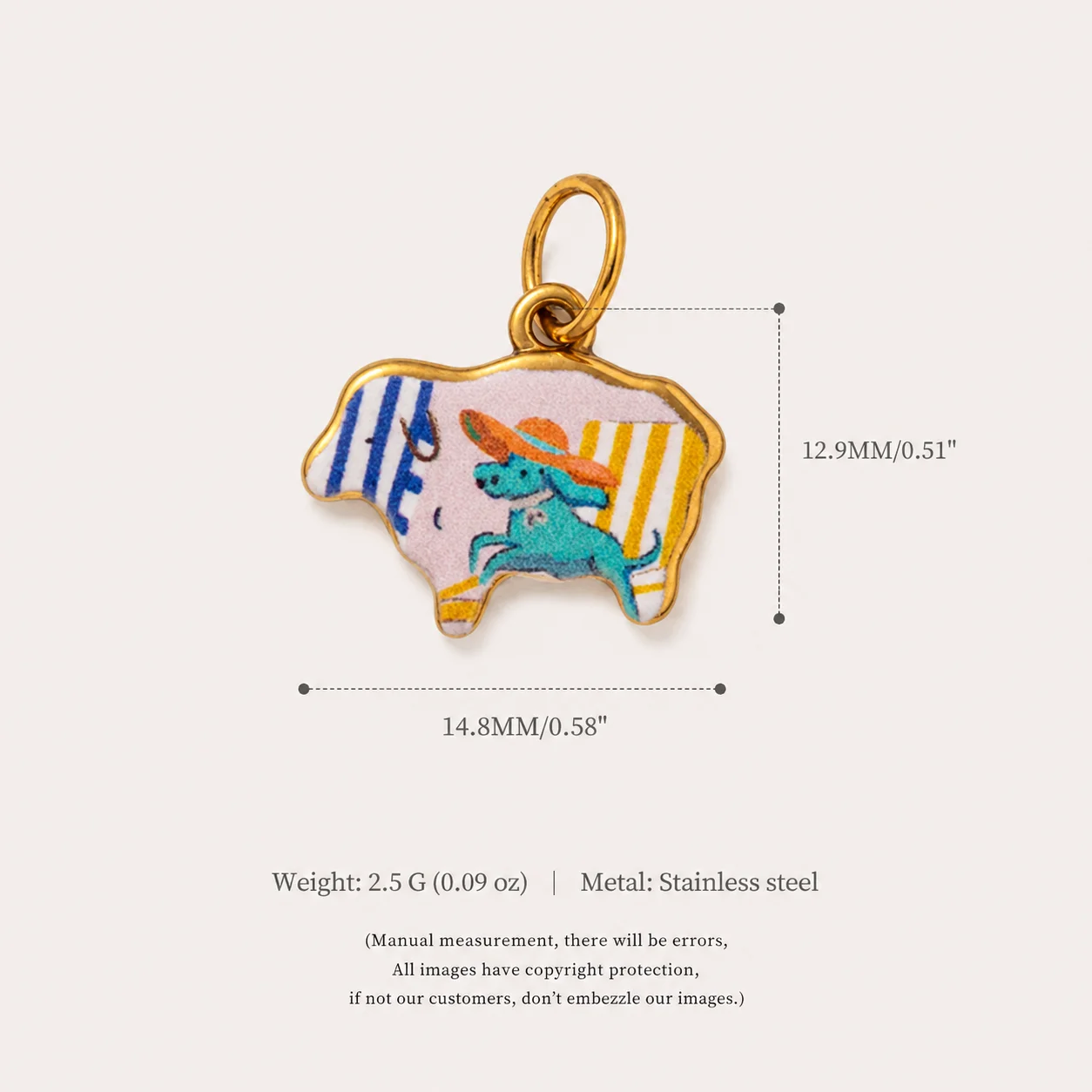 316 Edelstahl Wasserdicht Farbbeständig Niedliche und Schlichte Schaf-, Welpen-, Gelbes Pferd DIY Anhänger Charms für Schmuck – Detail 4