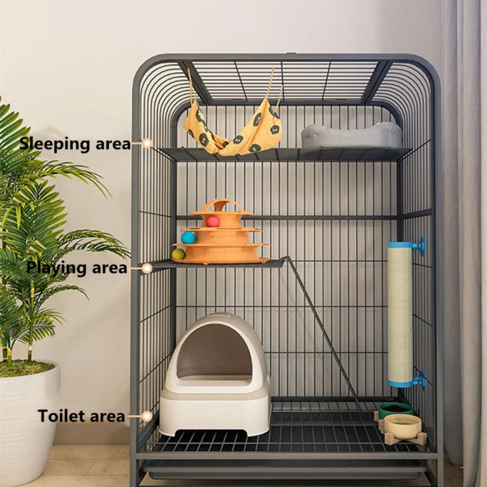 Iron Mesh Cat Cage Modern Indoor Duplex Luxury Creative Pet Villa Cat Cage Pet Supplies Stainless Steel Large Space Dog House