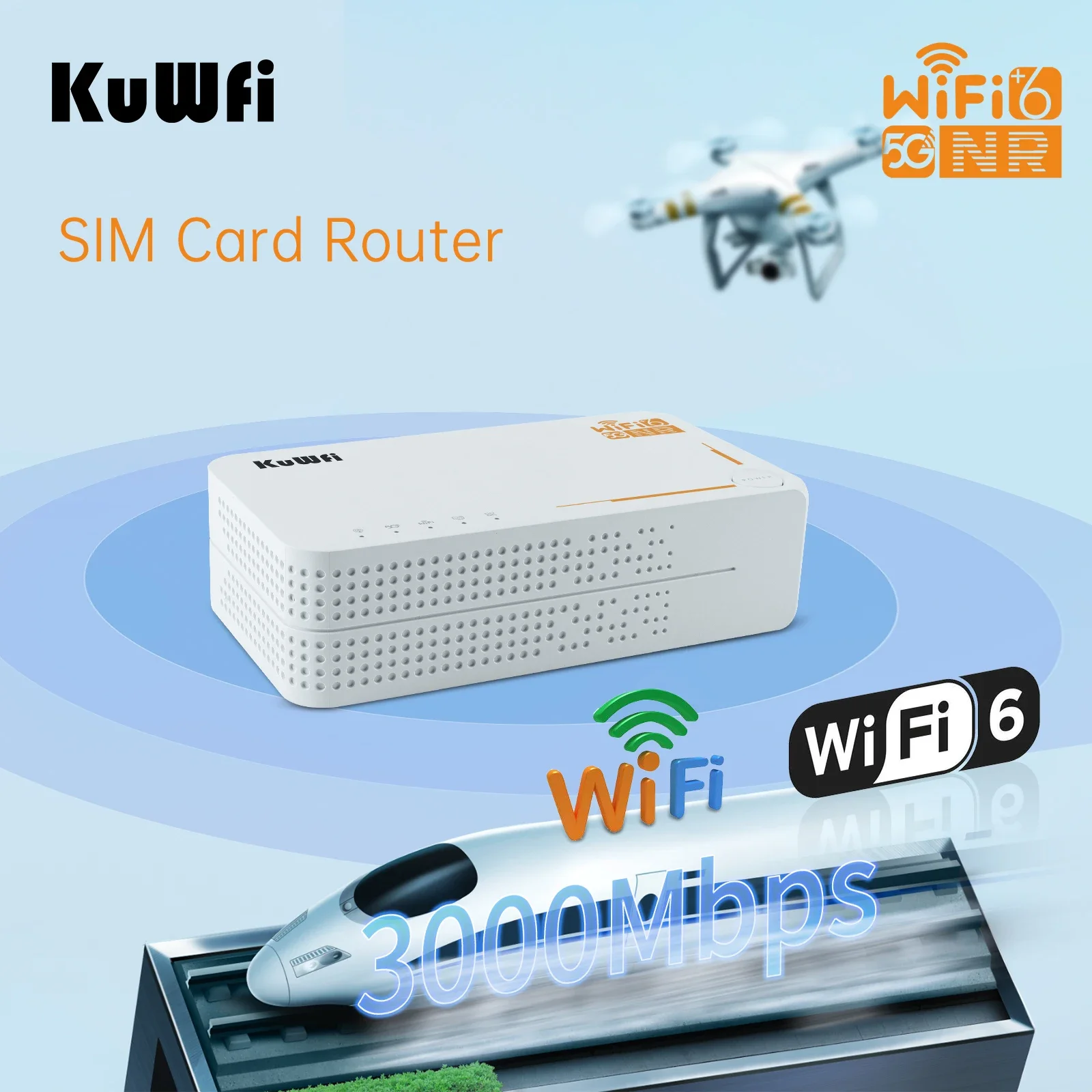 KuWFi C160 Unlocked Portable 5G CPE Router Ax3600 4000mAh Battery WiFi 6 Pocket Router Supporting 2.4G/5G Frequency Mobile Use