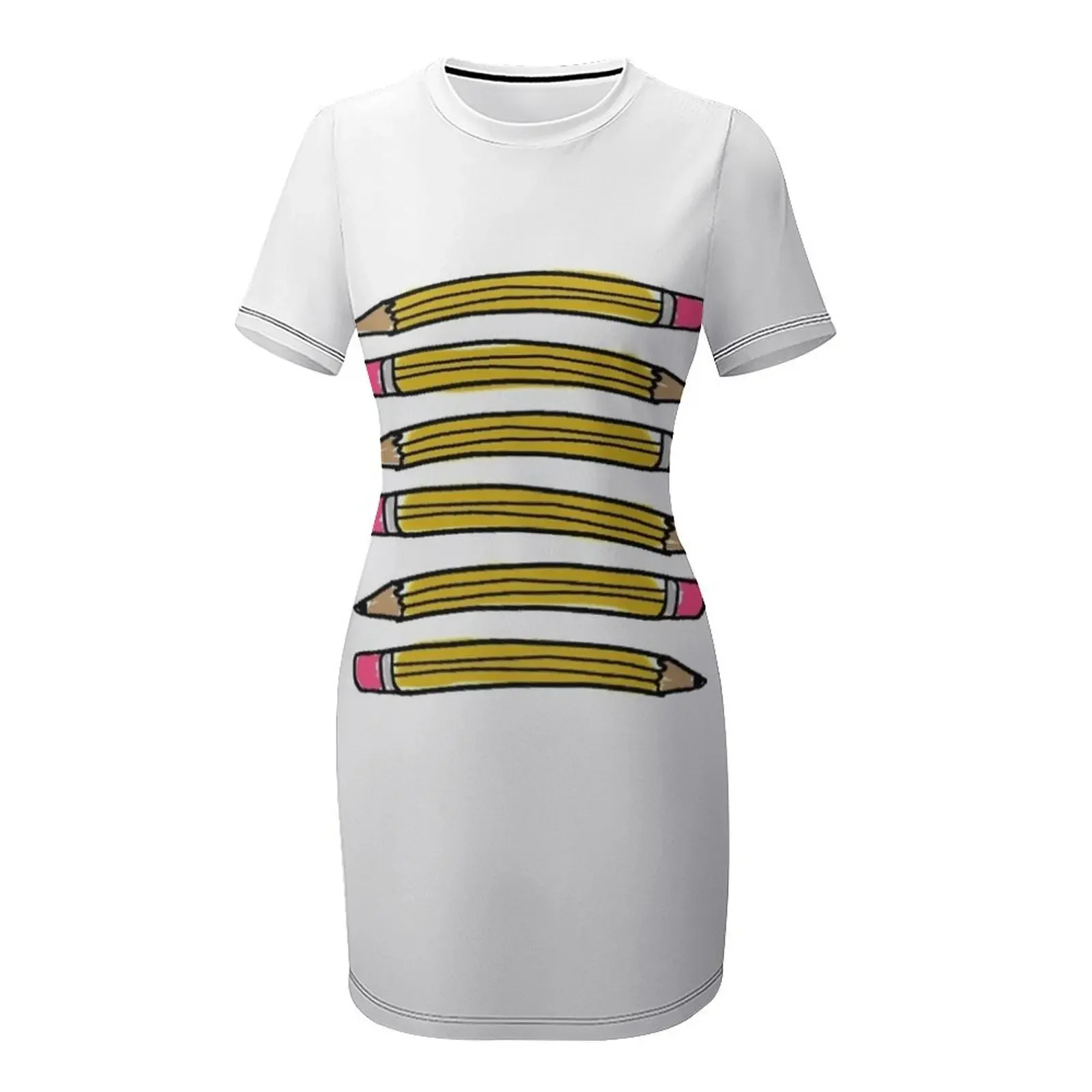 ชุดเดรสแขนสั้นลายดินสอสำหรับโรงเรียน ชุดเดรสฤดูร้อน ชุดเดรสสำหรับใส่ในชีวิตประจำวัน ชุดเดรสออกงานสั้นเซ็กซี่ ชุดเดรสสั้นทันสมัย