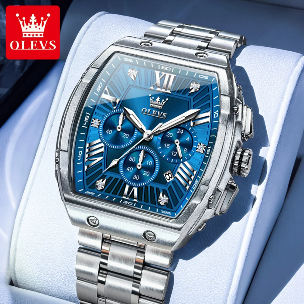 

OLEVS Watches Man 5639 Luxury Tonneau Date Quartz Watch Waterproof Luminous Stainless Steel Watches For Man Gift Box Reloj