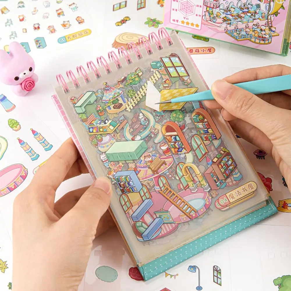 

10-в-1 миниатюрная пейзажная наклейка, коллекция декомпрессионных ПЭТ 3D пейзажная наклейка, мультяшная наклейка «сделай сам», наклейка сцены кабины для детей