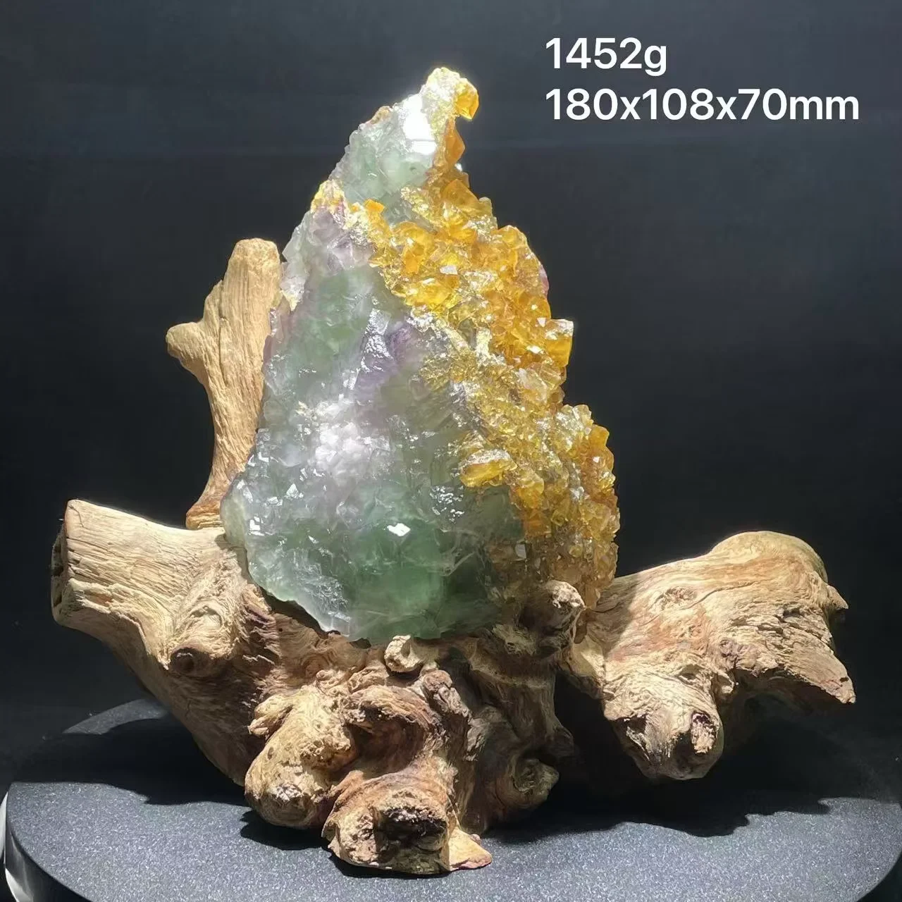 100% natural purple green fluorite, yellow barite mineral specimen, beautiful, from Jiangxi