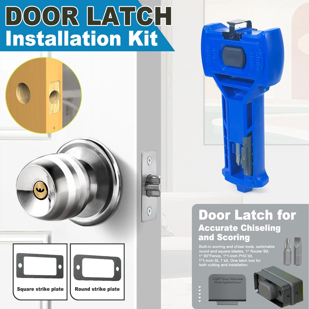 

Door Latch Kit for Accurate Scoring and Chiseling Door Installation Kit Fit for Square or Round Latch 1-3/8"or 1-3/4" Thick Door