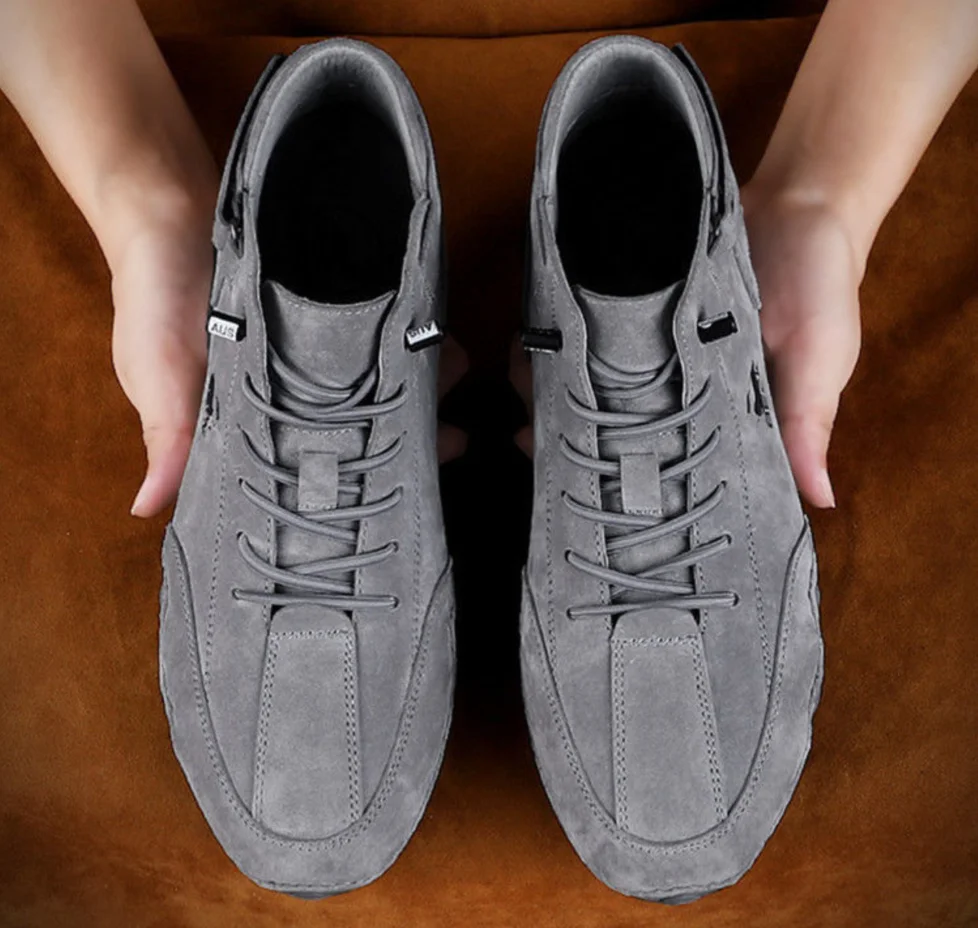 VIP-Chaussures de sport en cuir véritable pour hommes, décontractées, non aldes, épaisses, chaudes, coton, faites à la main, grande taille