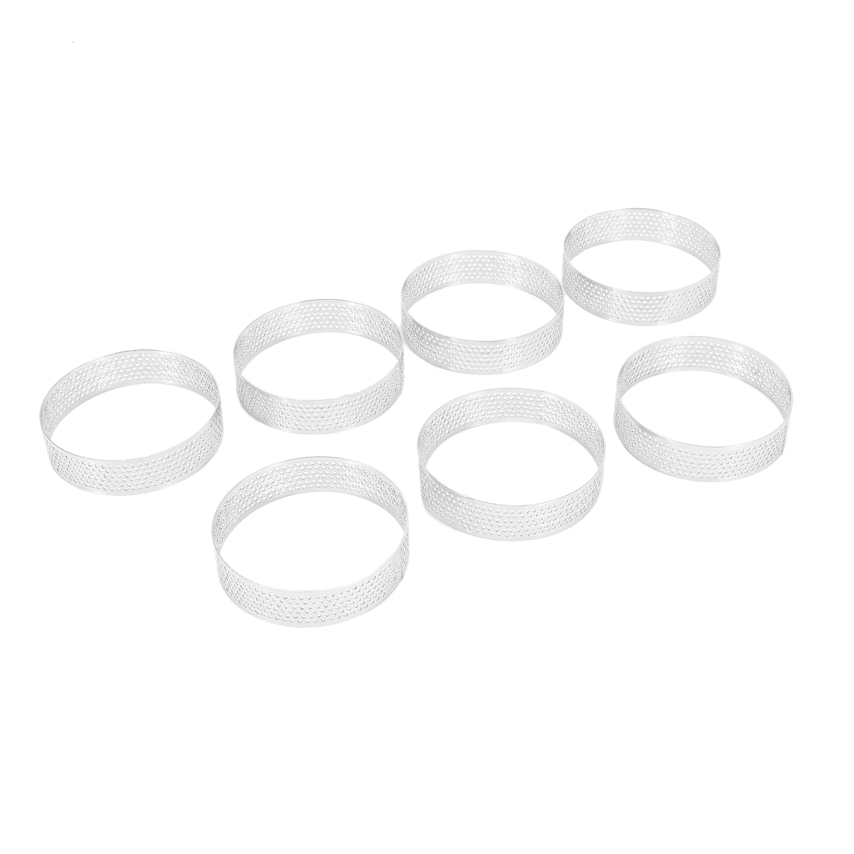 5 Pcs Circular Porous Tart Ring Bottom Tower Pie Cake Mould Baking Tools Heat-Resistant Perforated Cake Mousse Ring 8cm