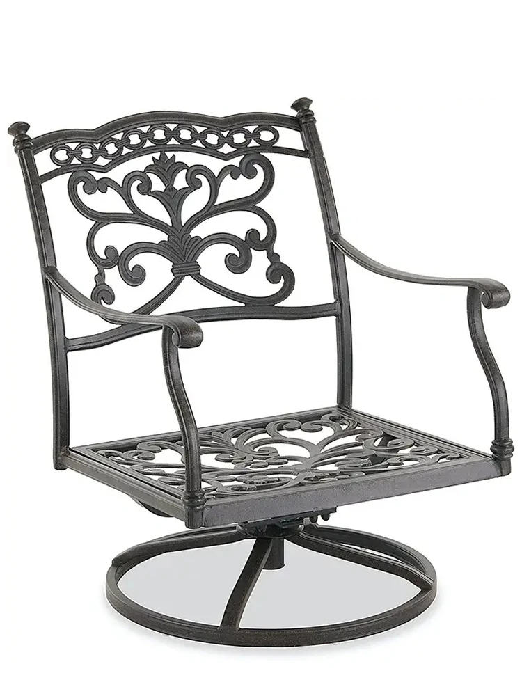 Garden Balcony Cast Aluminum Swivel Chair Sofa American Balcony Aluminum Art Leisure Single Sofa Tea Table Three Pieces