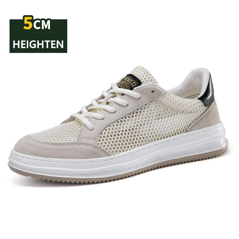 New Men Casual Elevator Shoes Hidden 5CM Height Shoes For Male Summer Breathable Sports Lift Taller Men Height Increasing Shoes